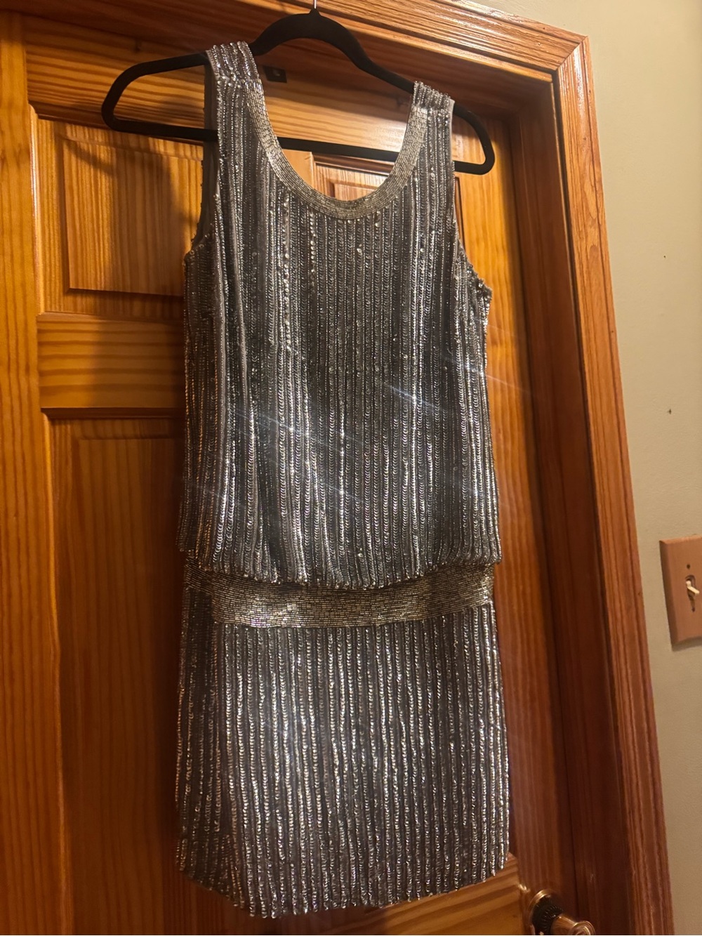 Adrianna Papell Silver Sequin Tank Dress